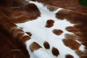 Tricolor Small (4 X 4 ft.) Exact As Photo Cowhide Rug | 100% Natural Cowhide Area Rug | Real Hair-on Leather Cowhide Rug | C861