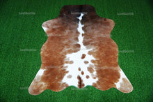 Load image into Gallery viewer, Tricolor Small (4 X 4 ft.) Exact As Photo Cowhide Rug | 100% Natural Cowhide Area Rug | Real Hair-on Leather Cowhide Rug | C861
