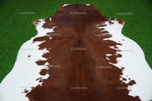 Load image into Gallery viewer, Brown White Small (5 X 4 ft.) Exact As Photo Cowhide Rug | 100% Natural Cowhide Area Rug | Real Hair-on Leather Cowhide Rug | C863
