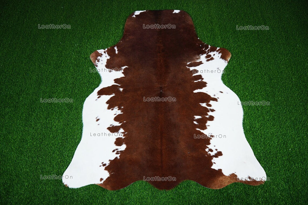 Brown White Small (5 X 4 ft.) Exact As Photo Cowhide Rug | 100% Natural Cowhide Area Rug | Real Hair-on Leather Cowhide Rug | C863