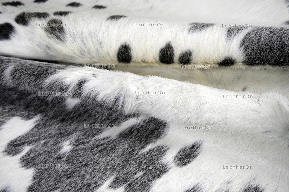 Gray White Small (4 X 3.5 ft.) Exact As Photo Cowhide Rug | 100% Natural Cowhide Area Rug | Real Hair-on Leather Cowhide Rug | C864