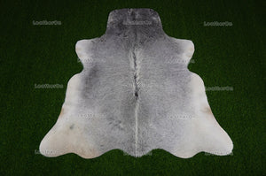 Gray White Small (4.5 X 4.5 ft.) Exact As Photo Cowhide Rug | 100% Natural Cowhide Area Rug | Real Hair-on Leather Cowhide Rug | C867