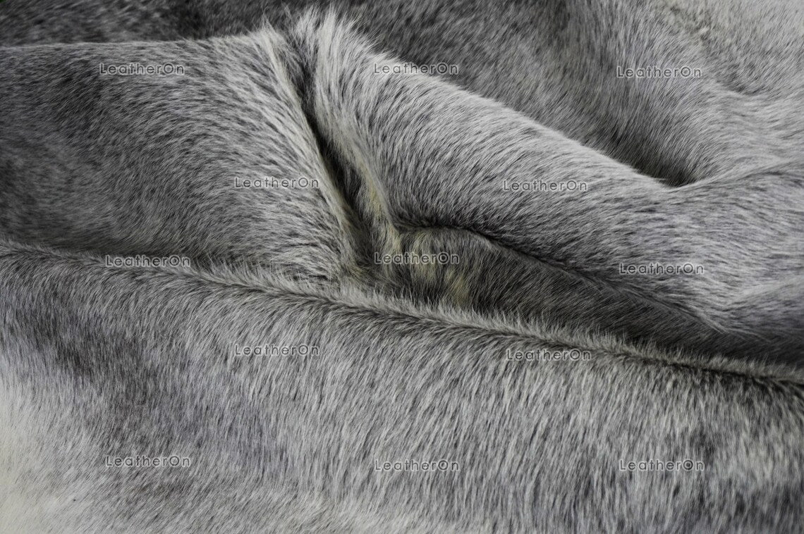 Gray White Small (4.5 X 4.5 ft.) Exact As Photo Cowhide Rug | 100% Natural Cowhide Area Rug | Real Hair-on Leather Cowhide Rug | C867