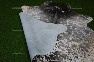 Gray White Cowhide (5 X 5 ft.) Medium Size Exact As Photo Cowhide RUG | 100% Natural Cowhide Rug | Real Hair-on Cowhide Leather Rug | C868