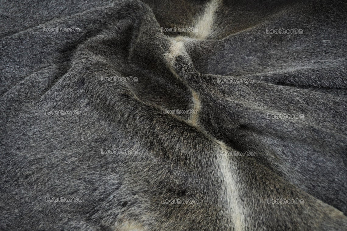 Gray White Cowhide (5 X 4.9 ft.) Medium Size Exact As Photo Cowhide RUG | 100% Natural Cowhide Rug | Real Hair-on Cowhide Leather Rug | C874