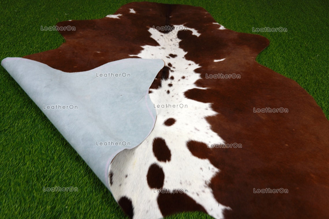 Brown White Cowhide (5 X 5 ft.) Exact As Photo Cowhide Rug | 100% Natural Cowhide Area Rug | Real Hair-on Leather Cowhide Rug | C875
