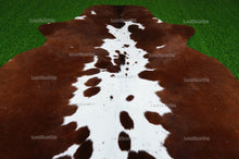 Load image into Gallery viewer, Brown White Cowhide (5 X 5 ft.) Exact As Photo Cowhide Rug | 100% Natural Cowhide Area Rug | Real Hair-on Leather Cowhide Rug | C875
