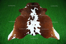 Load image into Gallery viewer, Brown White Cowhide (5 X 5 ft.) Exact As Photo Cowhide Rug | 100% Natural Cowhide Area Rug | Real Hair-on Leather Cowhide Rug | C875
