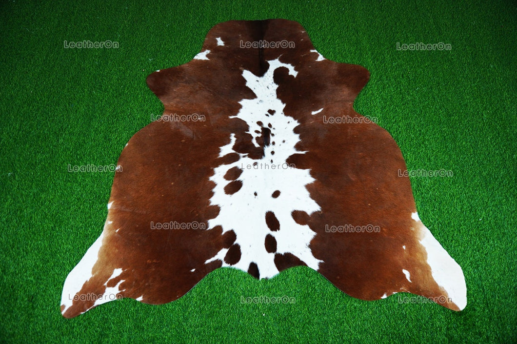 Brown White Cowhide (5 X 5 ft.) Exact As Photo Cowhide Rug | 100% Natural Cowhide Area Rug | Real Hair-on Leather Cowhide Rug | C875