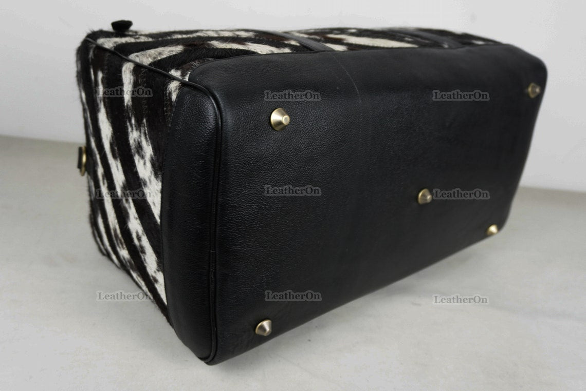 Large Duffel Bag!! Cowhide Patchwork Duffel Bag | Hair-On-Leather Travel Bag | Cow Skin Luggage Bag | Handmade Cowhide Duffel Bag | DB101