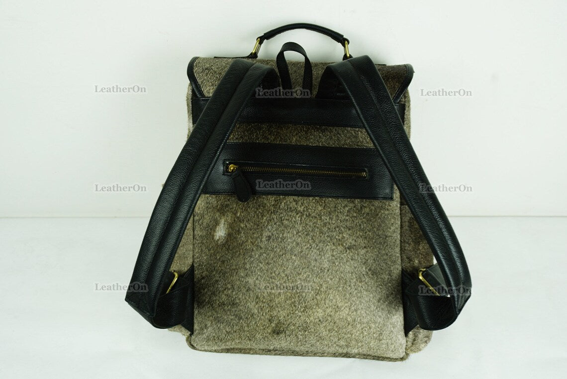 Cowhide Backpack | 100% Real Hair On Cowhide Leather Backpack | Cowhide Diaper Bag | Cowhide School Bag | Handmade Cowhide Backpack | BP102