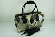 Load image into Gallery viewer, Cowhide Patchwork Duffel Bag | Natural Cowhide Duffel Bag | Hair-On-Leather Travel Bag | Cowhide Luggage Bag | Handmade Duffel Bag | DB91

