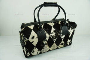 Cowhide Patchwork Duffel Bag | Natural Cowhide Duffel Bag | Hair-On-Leather Travel Bag | Cowhide Luggage Bag | Handmade Duffel Bag | DB92