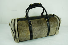 Load image into Gallery viewer, Cowhide Duffel Bag | Natural Cow Skin Duffel Bag | Hair-On-Leather Travel Bag | Cowhide Luggage Bag | Handmade Duffel Bag | DB111
