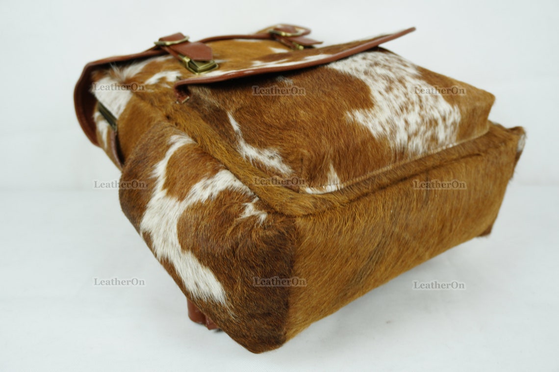 Cowhide Backpack | Real Hair On Cowhide Leather Backpack | Cowhide Diaper Bag | Cowhide School Bag | Cowhide Backpack with Key Lock | BP103