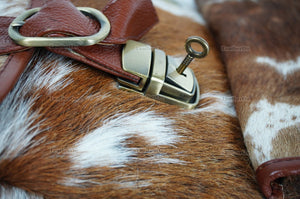 Cowhide Backpack | Real Hair On Cowhide Leather Backpack | Cowhide Diaper Bag | Cowhide School Bag | Cowhide Backpack with Key Lock | BP103