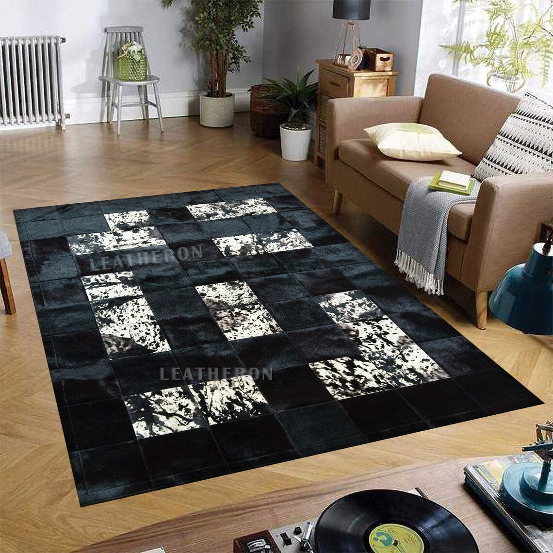 HANDMADE 100% Natural COWHIDE RUG | Patchwork Cowhide Area Rug | Real Cowhide Hallway Runner | Hair on Leather Cowhide Carpet | PR200