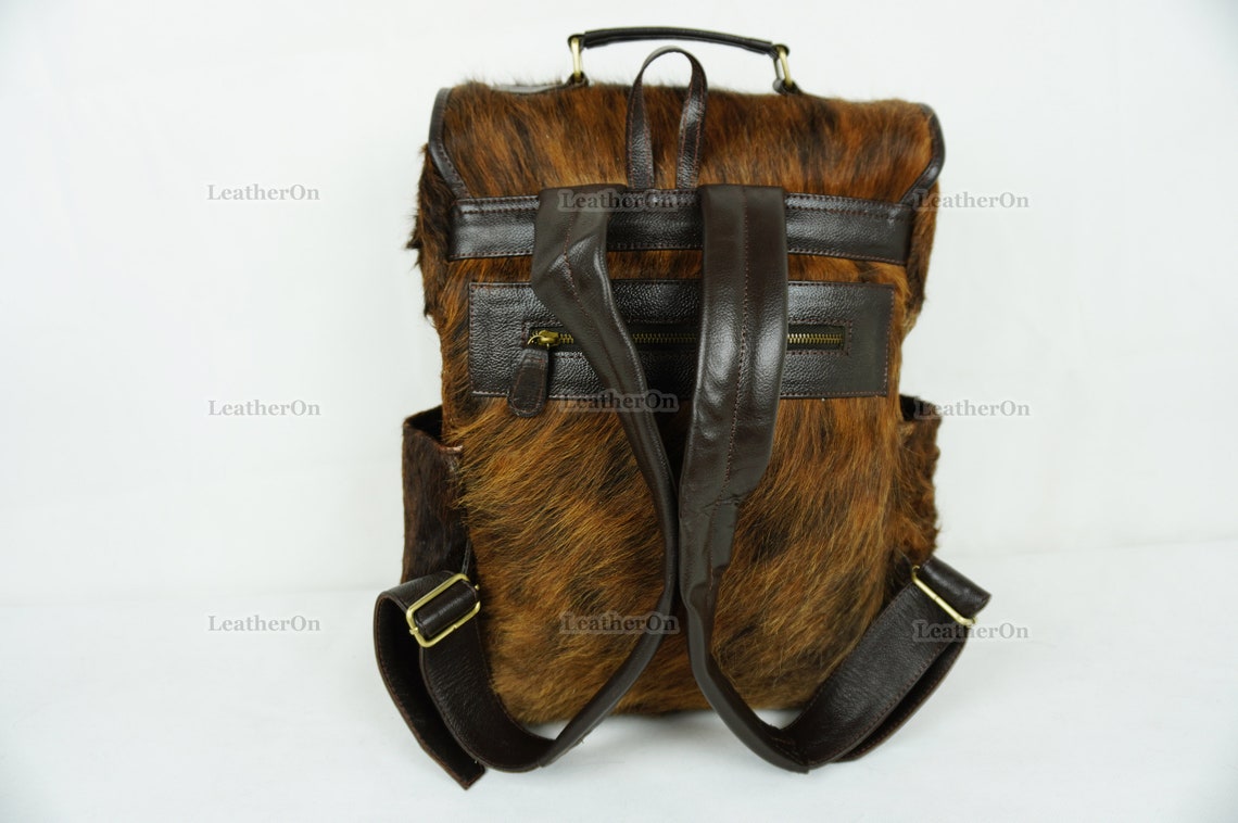Cowhide Backpack | Real Hair On Cowhide Leather Backpack | Cowhide Diaper Bag | Cowhide School Bag | Cowhide Backpack with Key Lock | BP104