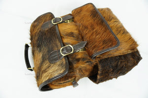 Cowhide Backpack | Real Hair On Cowhide Leather Backpack | Cowhide Diaper Bag | Cowhide School Bag | Cowhide Backpack with Key Lock | BP104