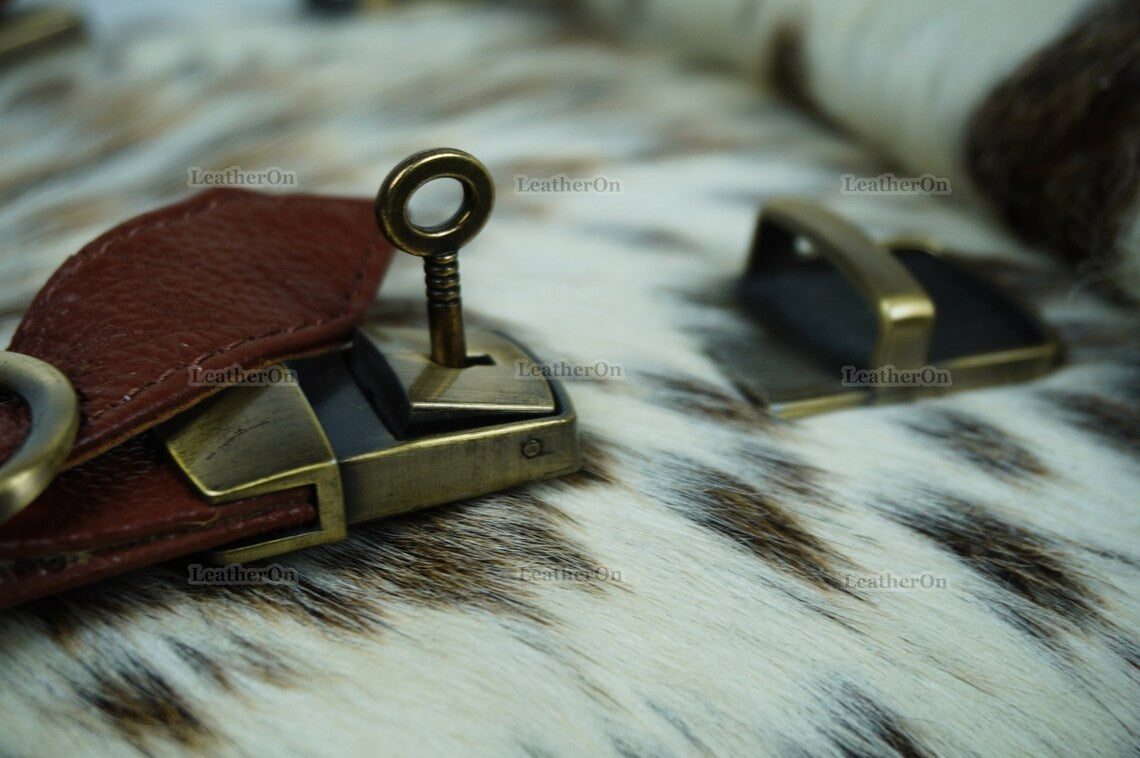 Cowhide Backpack | Real Hair On Cowhide Leather Backpack | Cowhide Diaper Bag | Cowhide School Bag | Cowhide Backpack with Key Lock | BP105