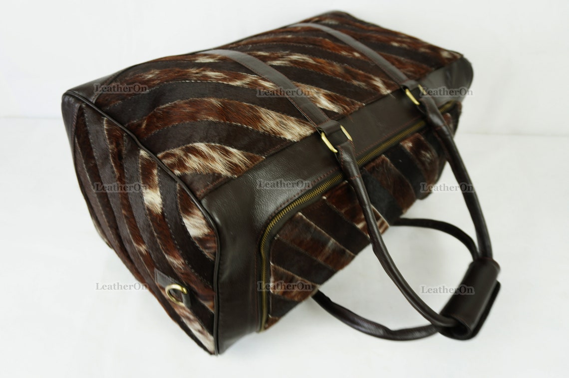 Large Duffel Bag!! Cowhide Patchwork Duffel Bag | Hair-On-Leather Travel Bag | Cow Skin Luggage Bag | Handmade Cowhide Duffel Bag | DB103
