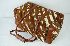 Large Duffel Bag!! Cowhide Patchwork Duffel Bag | Hair-On-Leather Travel Bag | Cow Skin Luggage Bag | Handmade Cowhide Duffel Bag | DB104