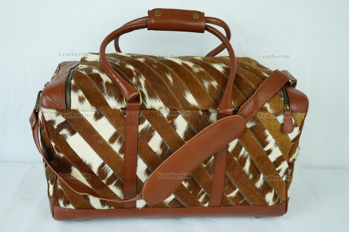 Large Duffel Bag!! Cowhide Patchwork Duffel Bag | Hair-On-Leather Travel Bag | Cow Skin Luggage Bag | Handmade Cowhide Duffel Bag | DB104