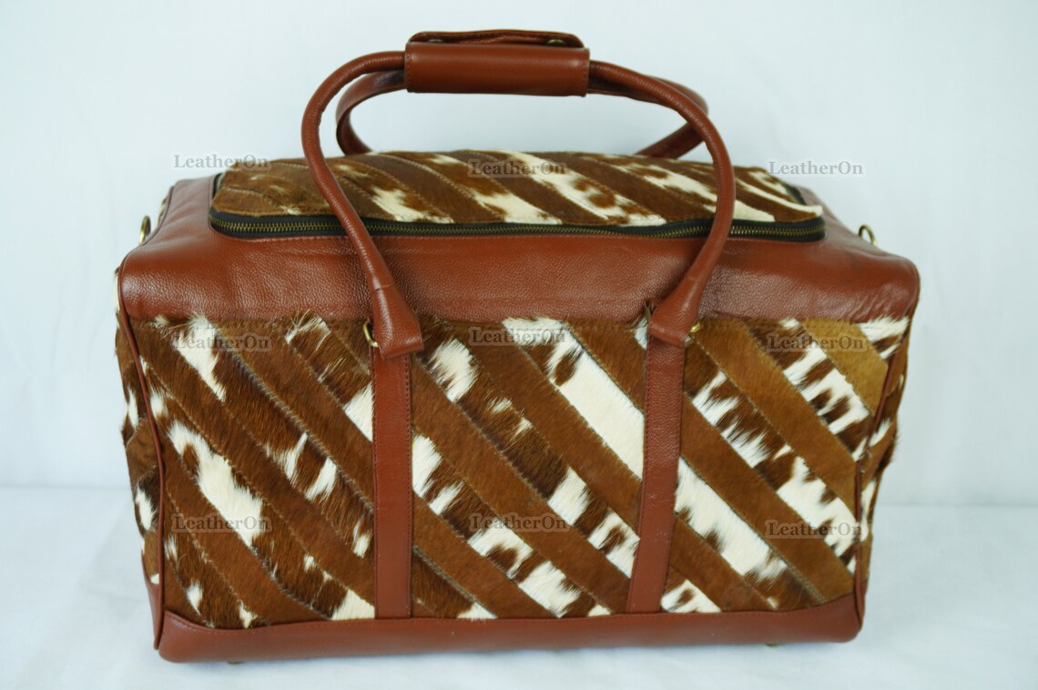 Large Duffel Bag!! Cowhide Patchwork Duffel Bag | Hair-On-Leather Travel Bag | Cow Skin Luggage Bag | Handmade Cowhide Duffel Bag | DB104