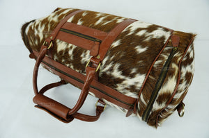 Cowhide Duffel Bag | Natural Cow Skin Duffel Bag | Hair-On-Leather Travel Bag | Cowhide Luggage Bag | Handmade Duffel Bag | DB113