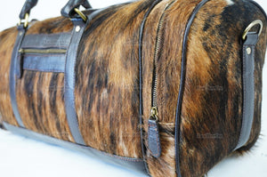 Cowhide Duffel Bag | Natural Cow Skin Duffel Bag | Hair-On-Leather Travel Bag | Cowhide Luggage Bag | Handmade Duffel Bag | DB115