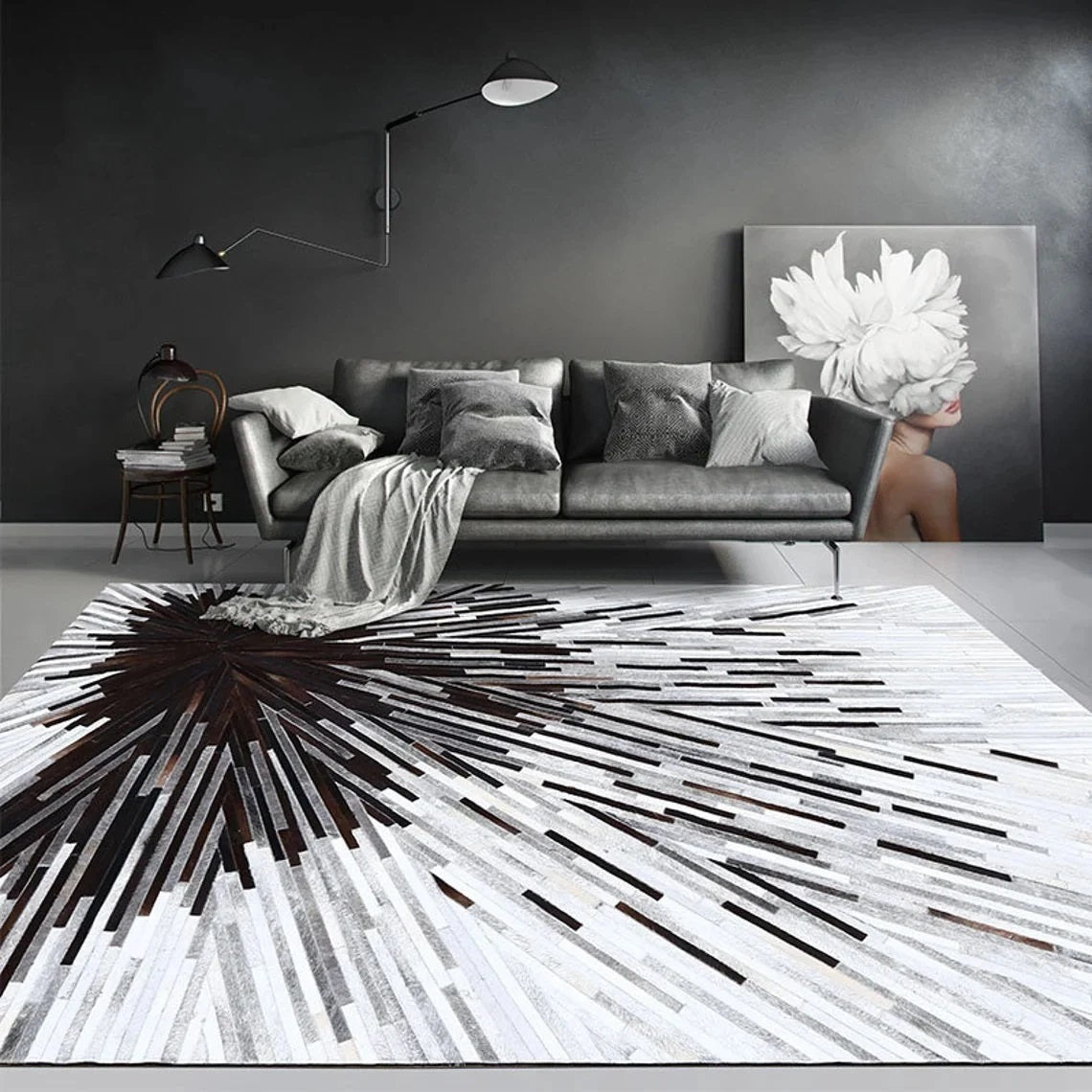 HANDMADE 100% Natural COWHIDE RUG | Patchwork Cowhide Area Rug | Real Cowhide Hallway Runner | Hair on Leather Cowhide Carpet | PR11