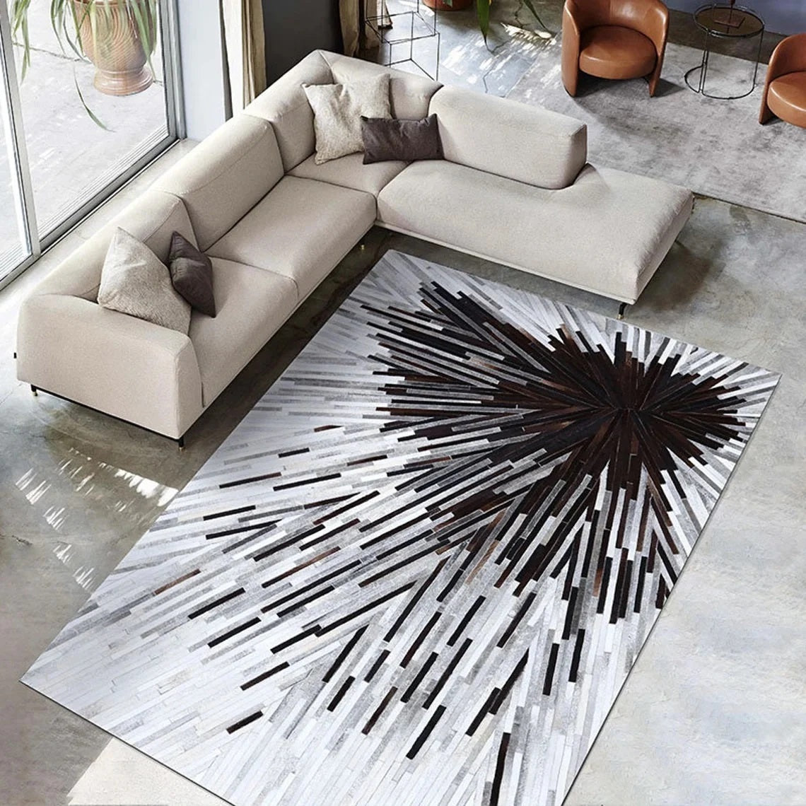 HANDMADE 100% Natural COWHIDE RUG | Patchwork Cowhide Area Rug | Real Cowhide Hallway Runner | Hair on Leather Cowhide Carpet | PR11