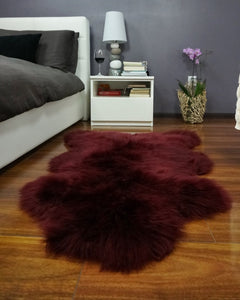 Genuine Australian MAROON/BURGUNDY SHEEPSKIN Rug 100% Natural Real Sheepskin Fur Area Rug (3 x 2 ft. approx.)