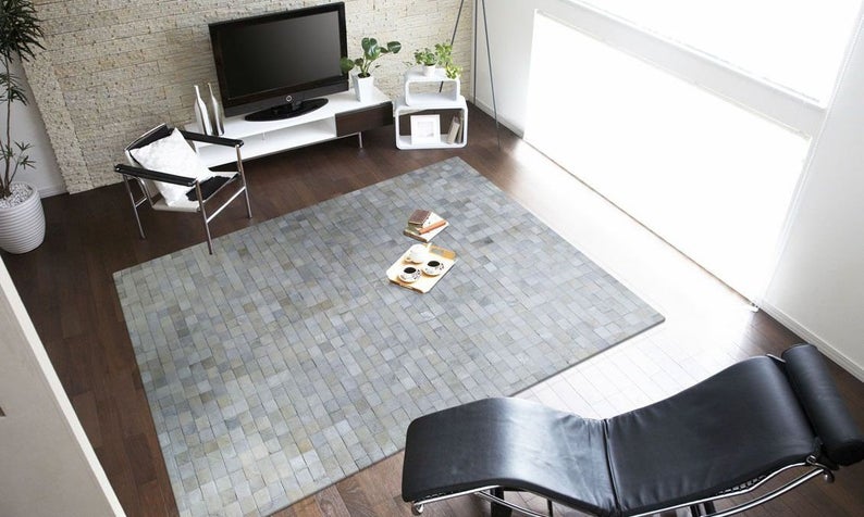 HANDMADE 100% Natural COWHIDE RUG | Patchwork Cowhide Area Rug | Real Cowhide Hallway Runner | Hair on Leather Cowhide Carpet | PR6