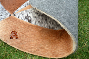 HANDMADE 100% Natural COWHIDE RUG | Patchwork Cowhide Area Rug | Hair on Leather Cowhide Carpet | PR163