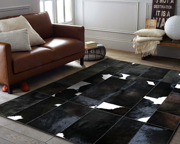 HANDMADE 100% Natural COWHIDE RUG | Patchwork Cowhide Area Rug | Real Cowhide Hallway Runner | Hair on Leather Cowhide Carpet | PR57