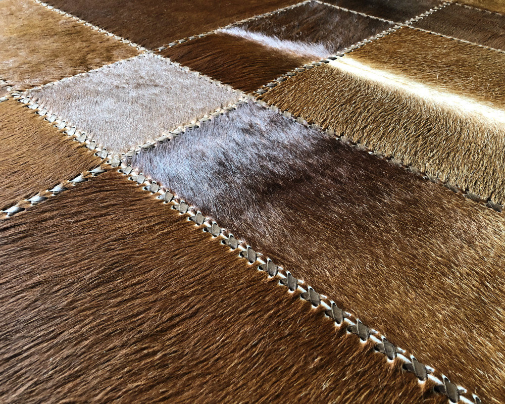 HANDMADE 100% Natural COWHIDE RUG | Patchwork Cowhide Area Rug | Real Cowhide Hallway Runner | Hair on Leather Cowhide Carpet | PR21