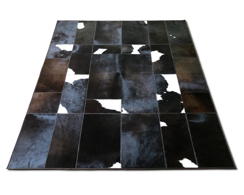 HANDMADE 100% Natural COWHIDE RUG | Patchwork Cowhide Area Rug | Real Cowhide Hallway Runner | Hair on Leather Cowhide Carpet | PR57