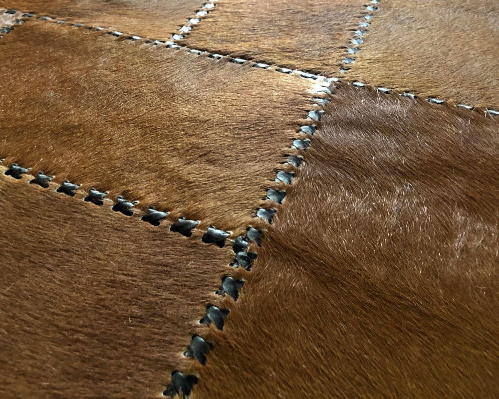 HANDMADE 100% Natural COWHIDE RUG | Patchwork Cowhide Area Rug | Real Cowhide Hallway Runner | Hair on Leather Cowhide Carpet | PR21