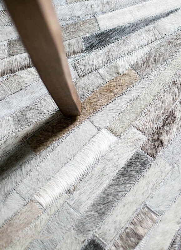 HANDMADE 100% Natural Patchwork Cowhide Area Rug | Hair on Leather Cowhide Carpet | PR96