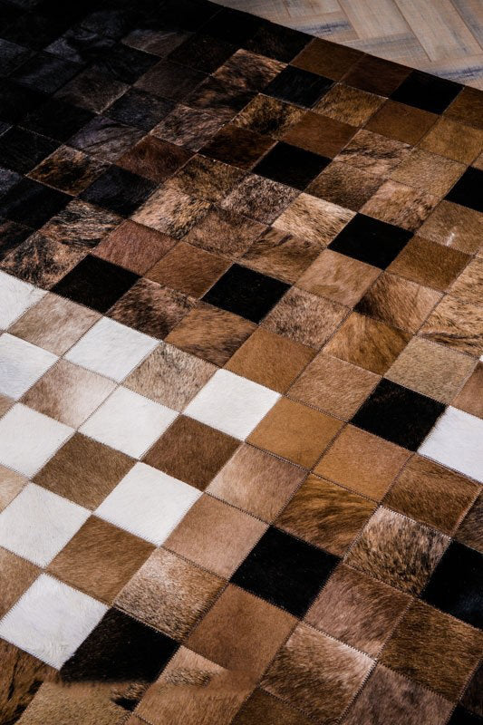 HANDMADE 100% Natural COWHIDE RUG | Patchwork Cowhide Area Rug | Real Cowhide Hallway Runner | Hair on Leather Cowhide Carpet | PR48