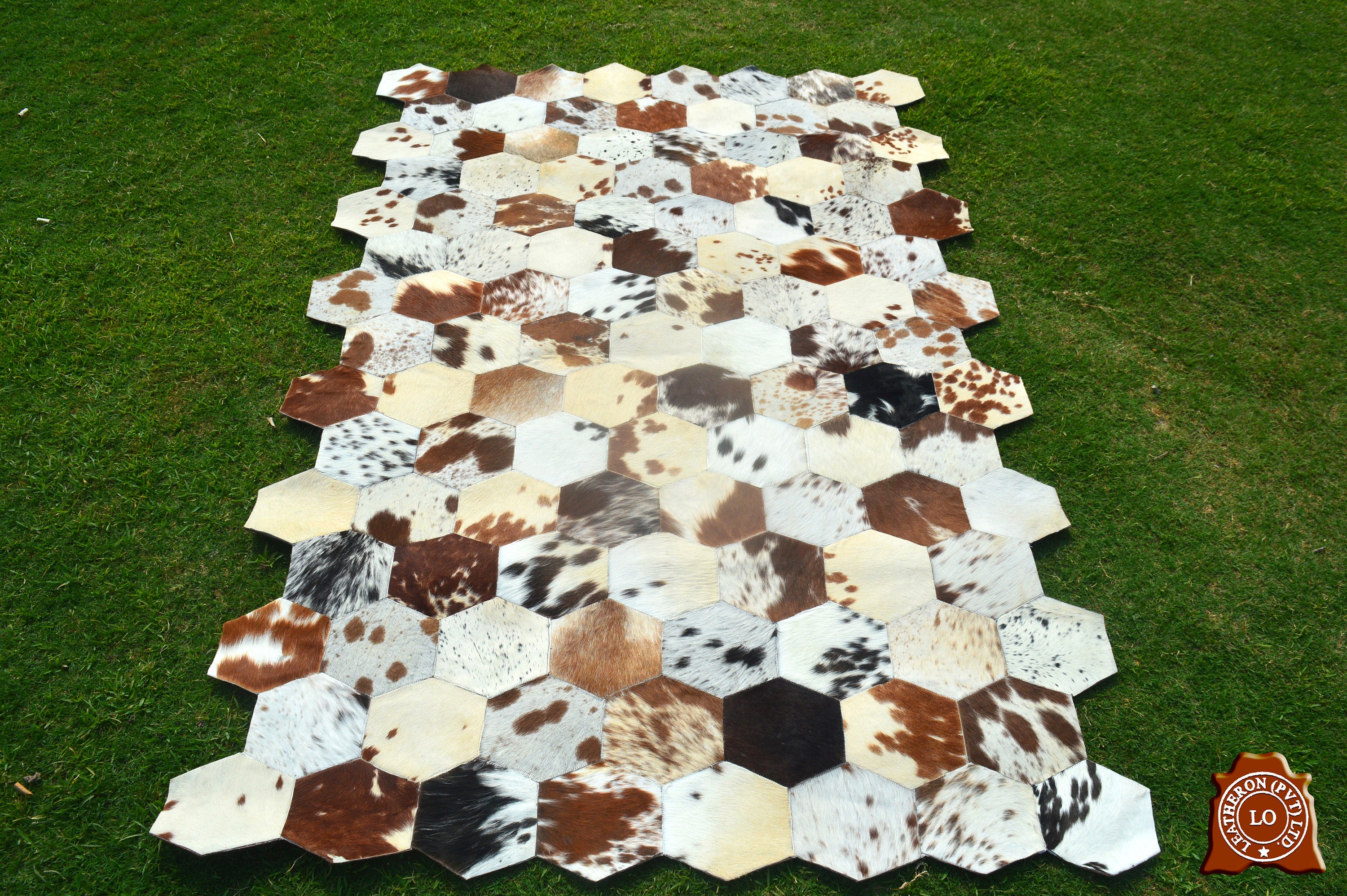 HANDMADE 100% Natural COWHIDE RUG | Patchwork Cowhide Area Rug | Real Cowhide Hallway Runner | Hair on Leather Cowhide Carpet | PR70