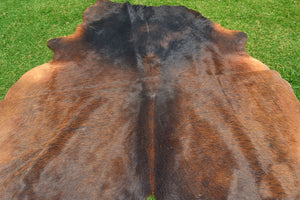 EXACT As PHOTO ( 5 x 4.5 ft ), Tricolor Brown Black Cowhide Rug 100% Natural Hair-on Leather Area Rug