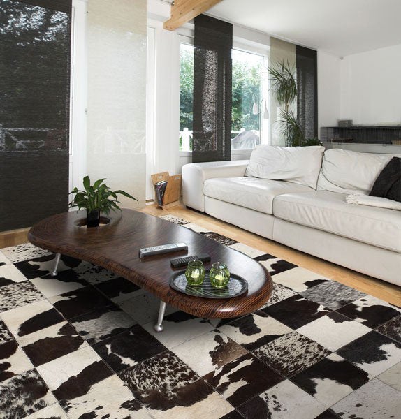 HANDMADE 100% Natural COWHIDE RUG | Patchwork Cowhide Area Rug | Real Cowhide Hallway Runner | Hair on Leather Cowhide Carpet | PR45