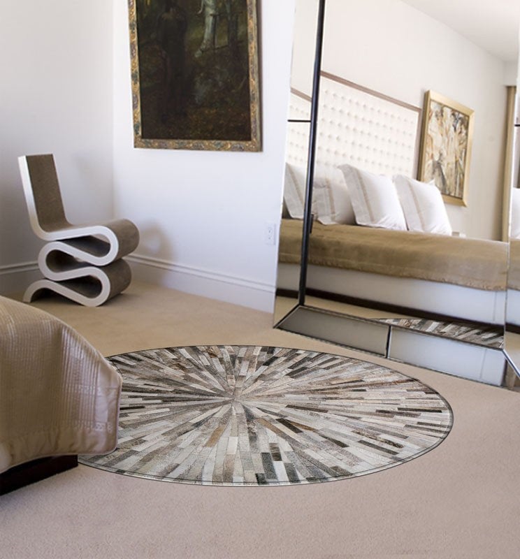 HANDMADE 100% Natural Patchwork Cowhide Area Rug | Hair on Leather Cowhide Carpet | PR96