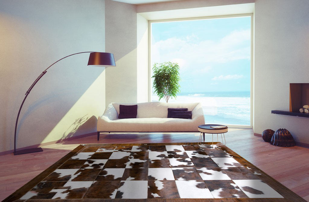 HANDMADE 100% Natural COWHIDE RUG | Patchwork Cowhide Area Rug | Real Cowhide Hallway Runner | Hair on Leather Cowhide Carpet | PR72