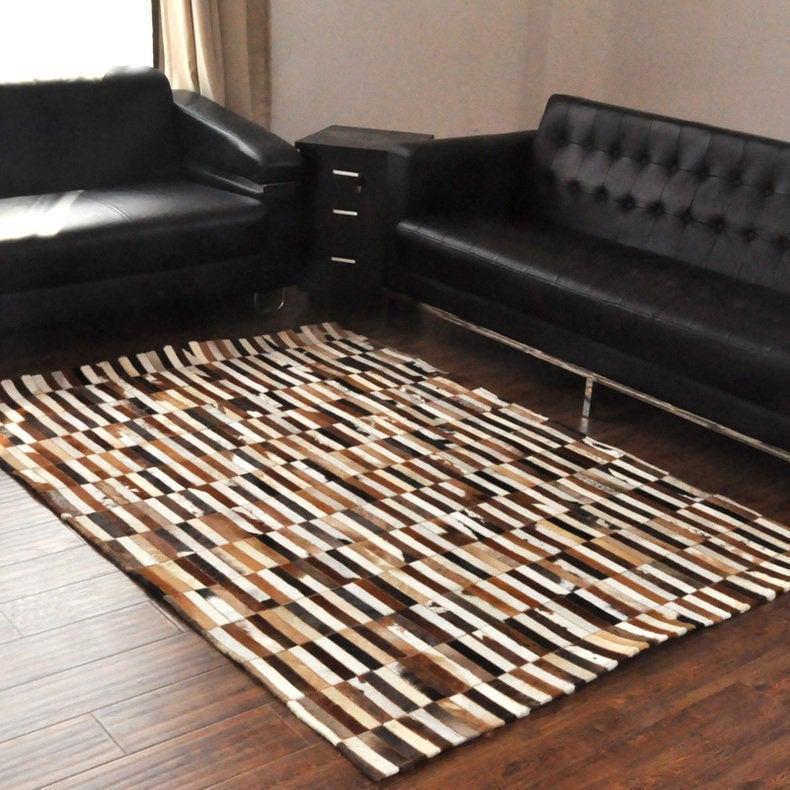 HANDMADE 100% Natural COWHIDE RUG | Patchwork Cowhide Area Rug | Real Cowhide Hallway Runner | Hair on Leather Cowhide Carpet | PR15