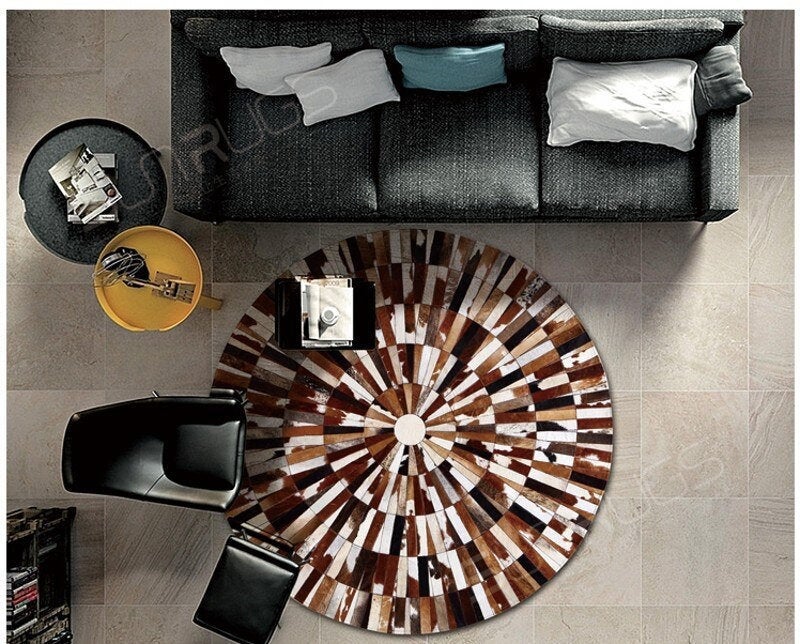 HANDMADE 100% Natural COWHIDE RUG | Patchwork Cowhide Area Rug | Hair on Leather Cowhide Carpet | PR94