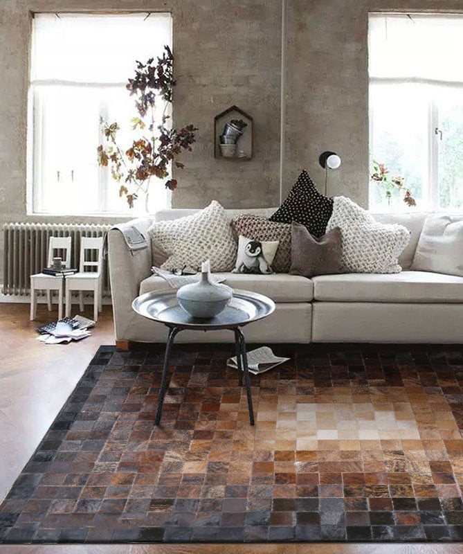 Vintage Classic Ombre Style HANDMADE Natural COWHIDE Patchwork RUG | Real Cowhide Hallway Runner | Hair on Leather Carpet | PR190