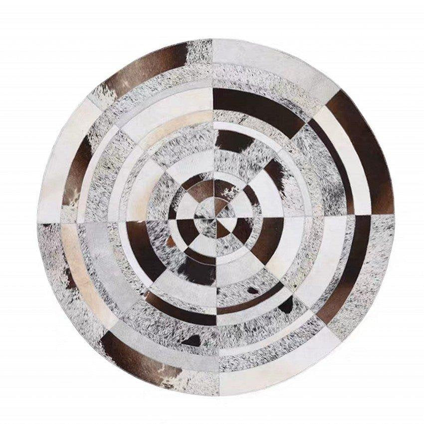 Handcrafted Leather Patchwork Rug for Home Decor | Cowhide Carpet for Interior Design | PR100
